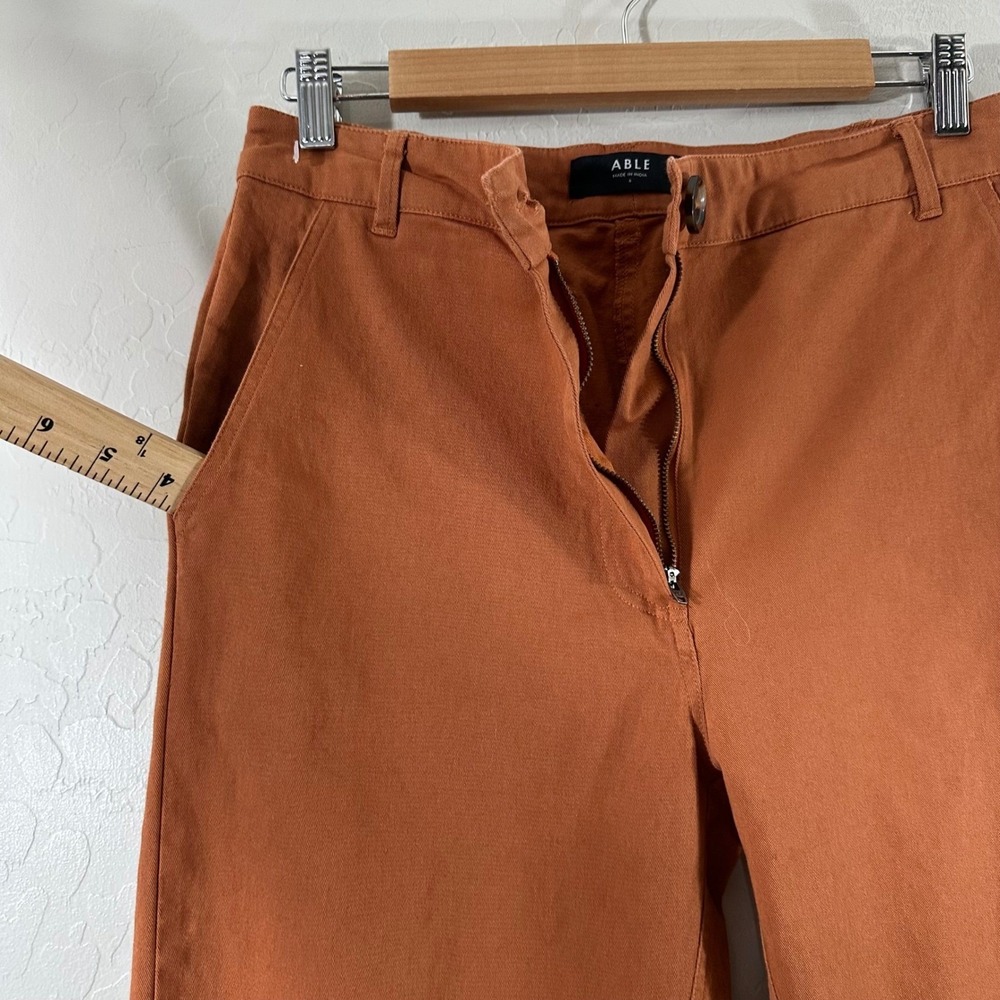 ABLE Womens High Rise Straight Leg Pants Rust Brown Cotton Twill‎ Size 6 - Picture 5 of 10